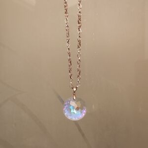 Elegant Rose Gold Necklace with Iridescent Pendant